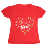 Girls Half Sleeves T-Shirt 9051 - Red, Kids, Girls T-Shirts, Chase Value, Chase Value