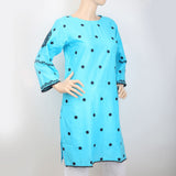 Women's Embroidered Kurti With Lace - Blue, Women, Ready Kurtis, Chase Value, Chase Value