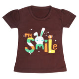 Girls Half Sleeves T-Shirt 9049 - Dark Brown, Kids, Girls T-Shirts, Chase Value, Chase Value