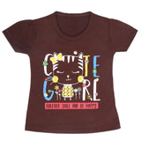 Girls Half Sleeves T-Shirt 9050 - Dark Brown, Kids, Girls T-Shirts, Chase Value, Chase Value