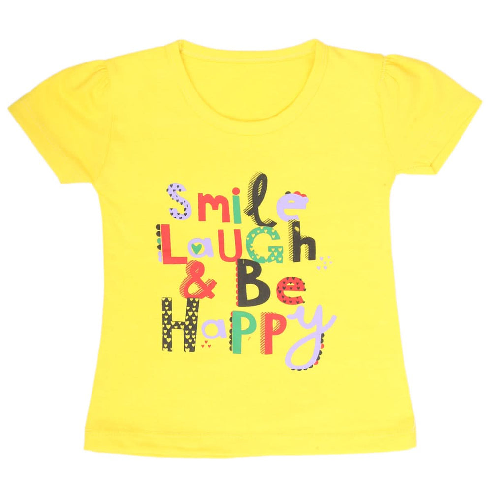 Girls Half Sleeves T-Shirt 9046 - Yellow, Kids, Girls T-Shirts, Chase Value, Chase Value
