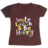 Girls Half Sleeves T-Shirt 9046 - Dark Brown, Kids, Girls T-Shirts, Chase Value, Chase Value