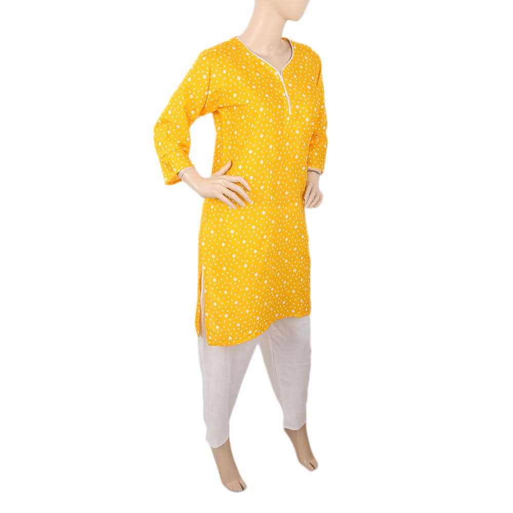Women's Printed Cotton 02 Pcs Suit - Yellow, Women's, Shalwar Suits, Chase Value, Chase Value
