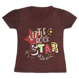 Girls Half Sleeves T-Shirt 9053 - Dark Brown, Kids, Girls T-Shirts, Chase Value, Chase Value