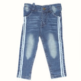 Girls Denim Pant Side Tape - Blue, Kids, Girls Pants And Capri, Chase Value, Chase Value