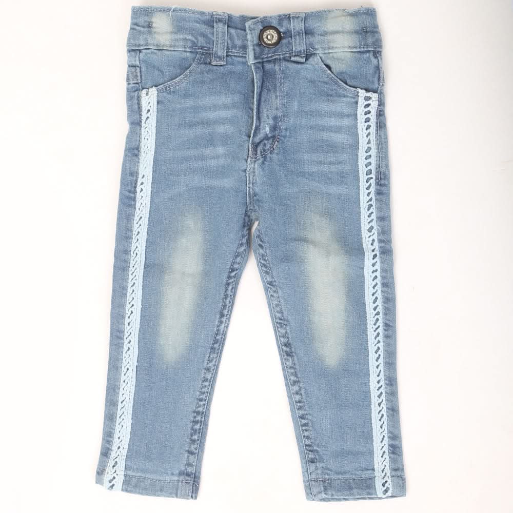 Girls Denim Pant Side Tape - Light Blue, Kids, Girls Pants And Capri, Chase Value, Chase Value