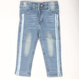 Girls Denim Pant Side Tape - Light Blue, Kids, Girls Pants And Capri, Chase Value, Chase Value