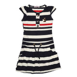 Girls Yarn Dyed Half Sleeves T-Shirt - Navy Blue, Kids, Girls T-Shirts, Chase Value, Chase Value