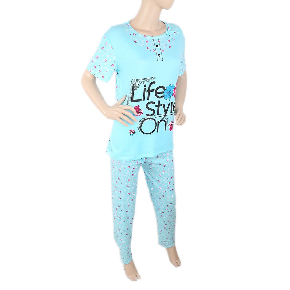 Women's 2 Piece Night Suit - Sky Blue, Women, Night Suit, Chase Value, Chase Value