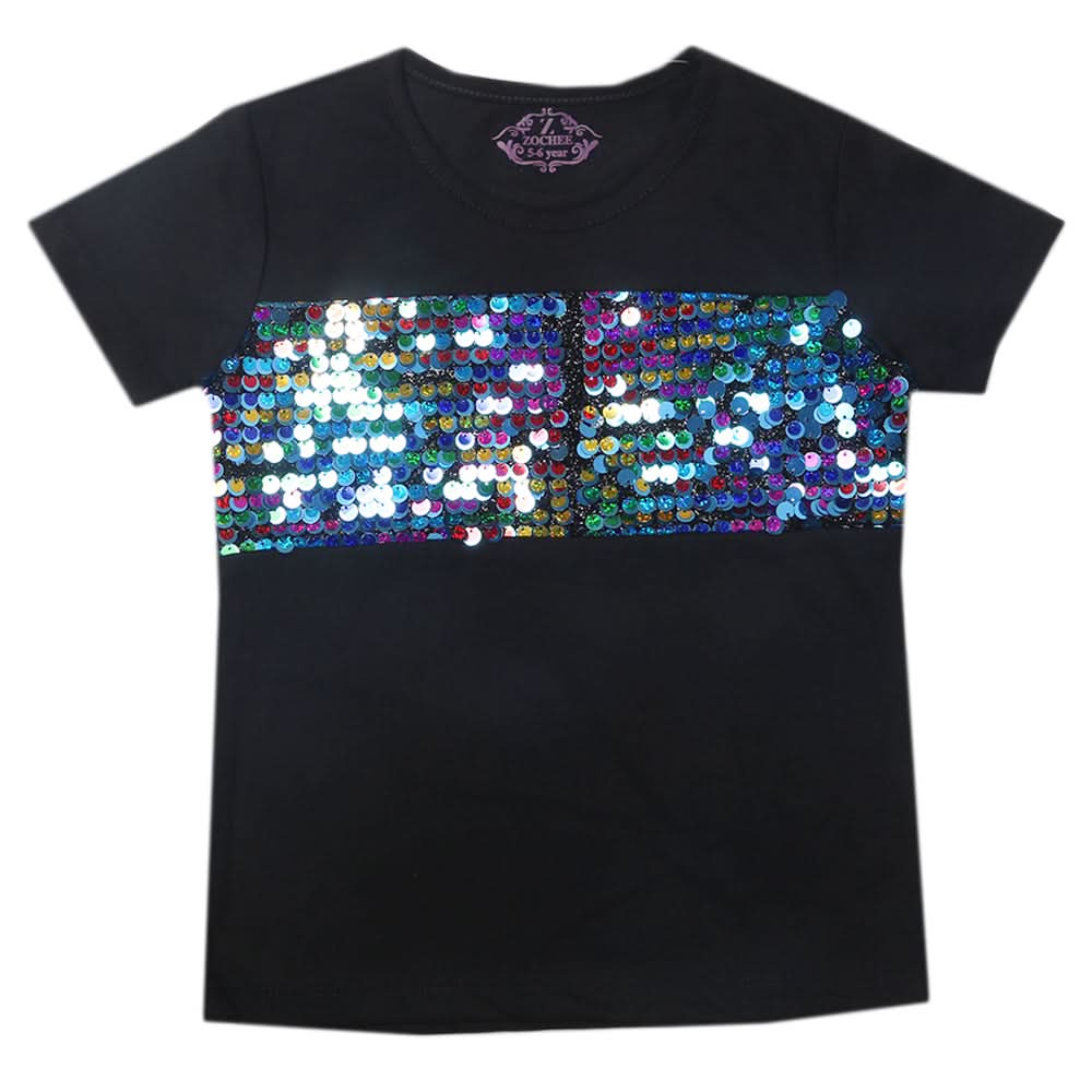 Girls Half Sleeves T-Shirts - Black, Kids, Girls T-Shirts, Chase Value, Chase Value