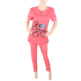 Women's 2 Piece Night Suit - Dark Pink, Women, Night Suit, Chase Value, Chase Value