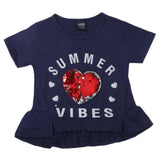 Girls Fancy Embroidered T-Shirt - Navy Blue, Kids, Girls T-Shirts, Chase Value, Chase Value
