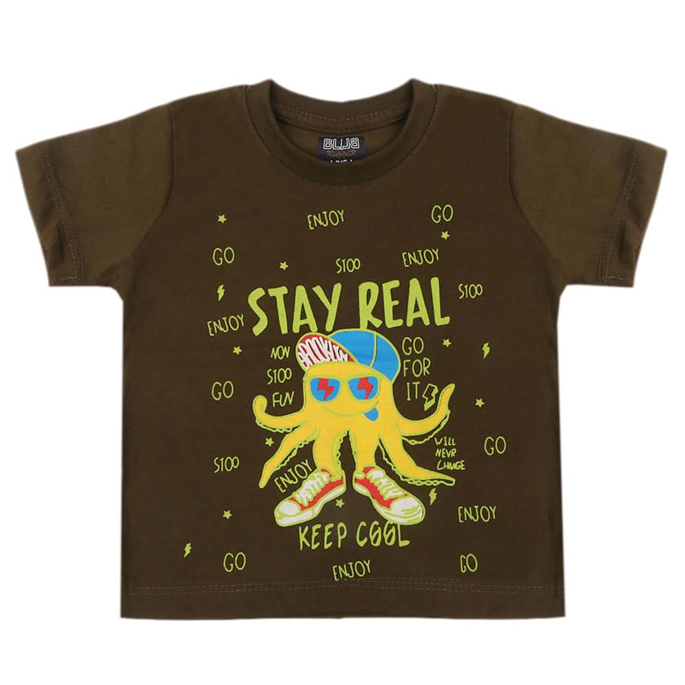 Boys Half Sleeves T-Shirt - Olive Green, Boys T-Shirts, Chase Value, Chase Value