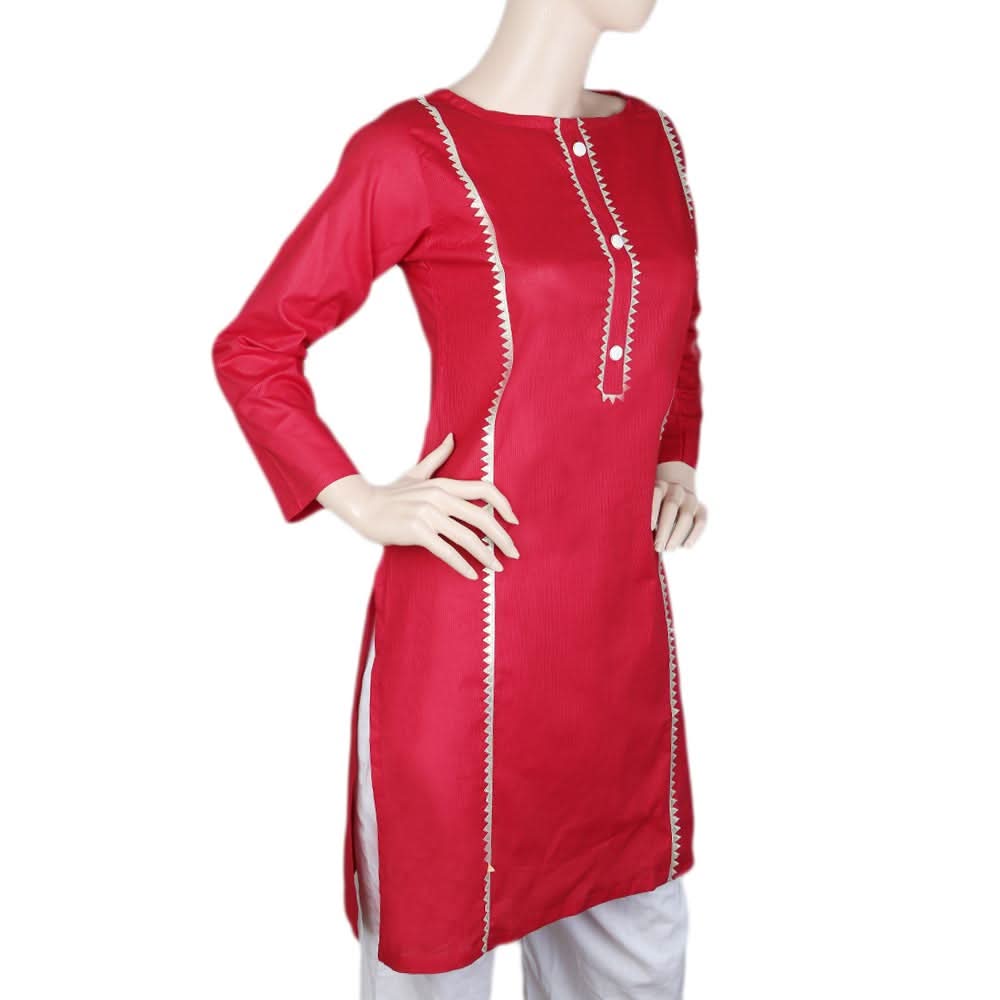 Women's Cotton Plain Kurti - Maroon, Women, Ready Kurtis, Chase Value, Chase Value