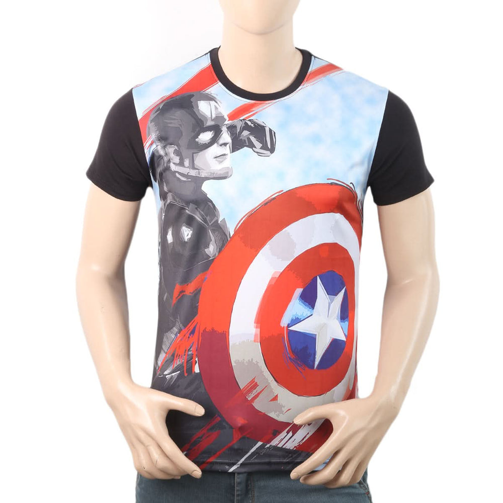 Men's Sublimation Printed Half Sleeves T-Shirt - Black, Men, T-Shirts And Polos, Chase Value, Chase Value