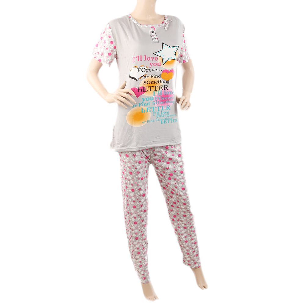 Women's 2 Piece Night Suit - Grey, Women, Night Suit, Chase Value, Chase Value