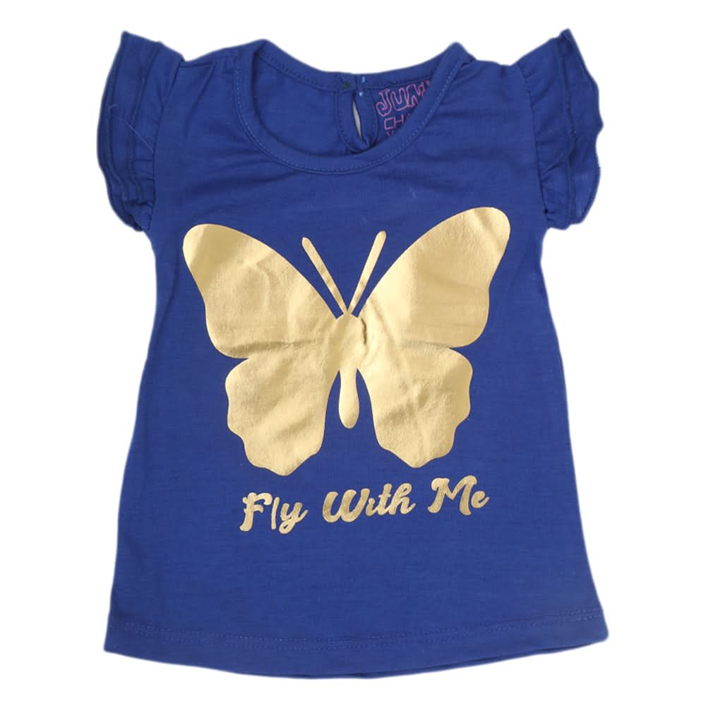 Newborn Girls Butterfly T-Shirt - Royal Blue, Kids, NB Girls T-Shirts, Chase Value, Chase Value
