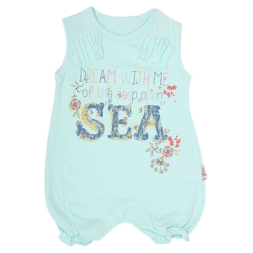 Newborn Girls Half Sleeves Romper - Cyan, Kids, Newborn Girls Rompers, Chase Value, Chase Value