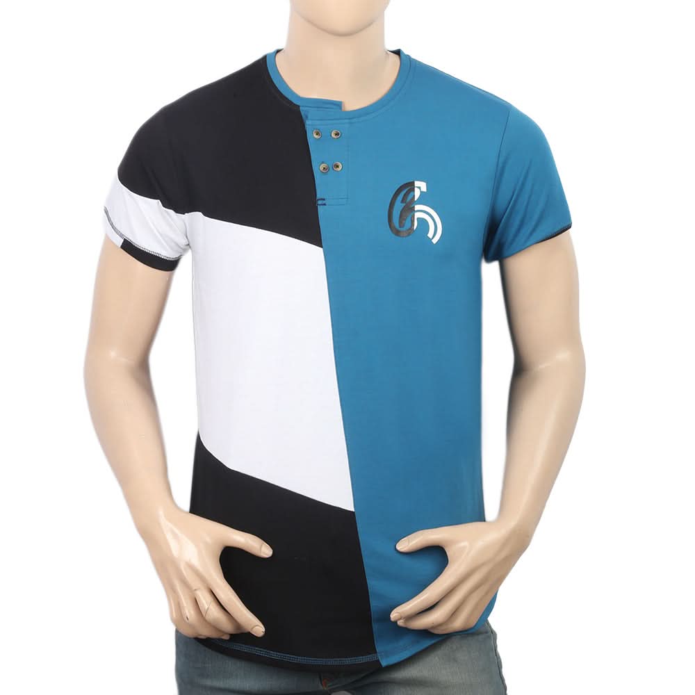 Men's Half Slevees Fancy T-Shirt - Blue, Men, T-Shirts And Polos, Chase Value, Chase Value
