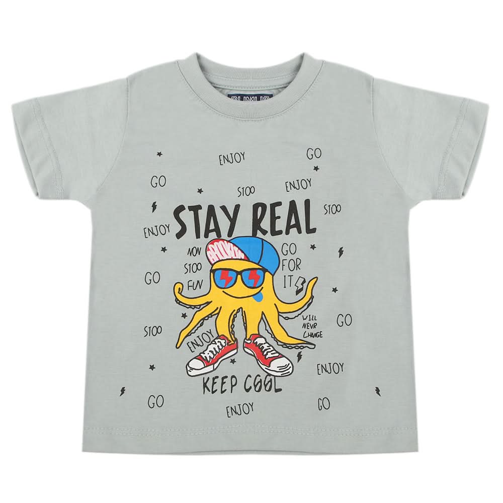 Boys Half Sleeves T-Shirt - Light Grey, Boys T-Shirts, Chase Value, Chase Value