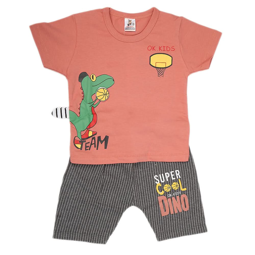 Boys Half Sleeves 2 Piece Suit - Peach, Kids, Boys Sets And Suits, Chase Value, Chase Value