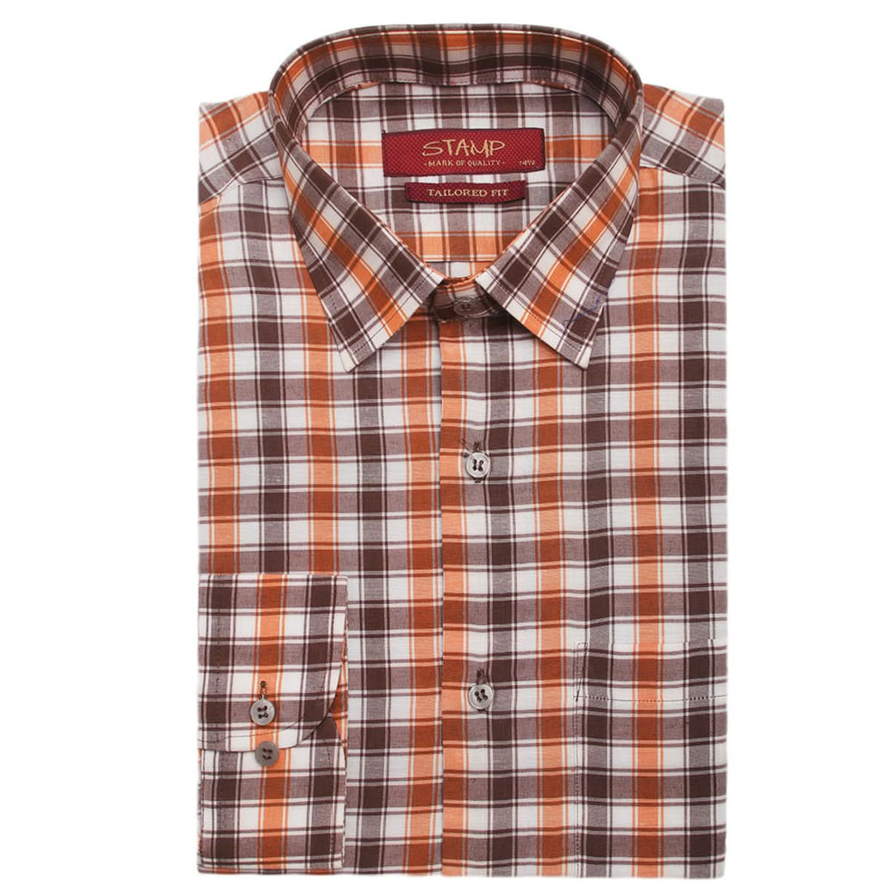Men's Formal Shirt Check ARC 4395 - Orange, Men, T-Shirts And Polos, Chase Value, Chase Value