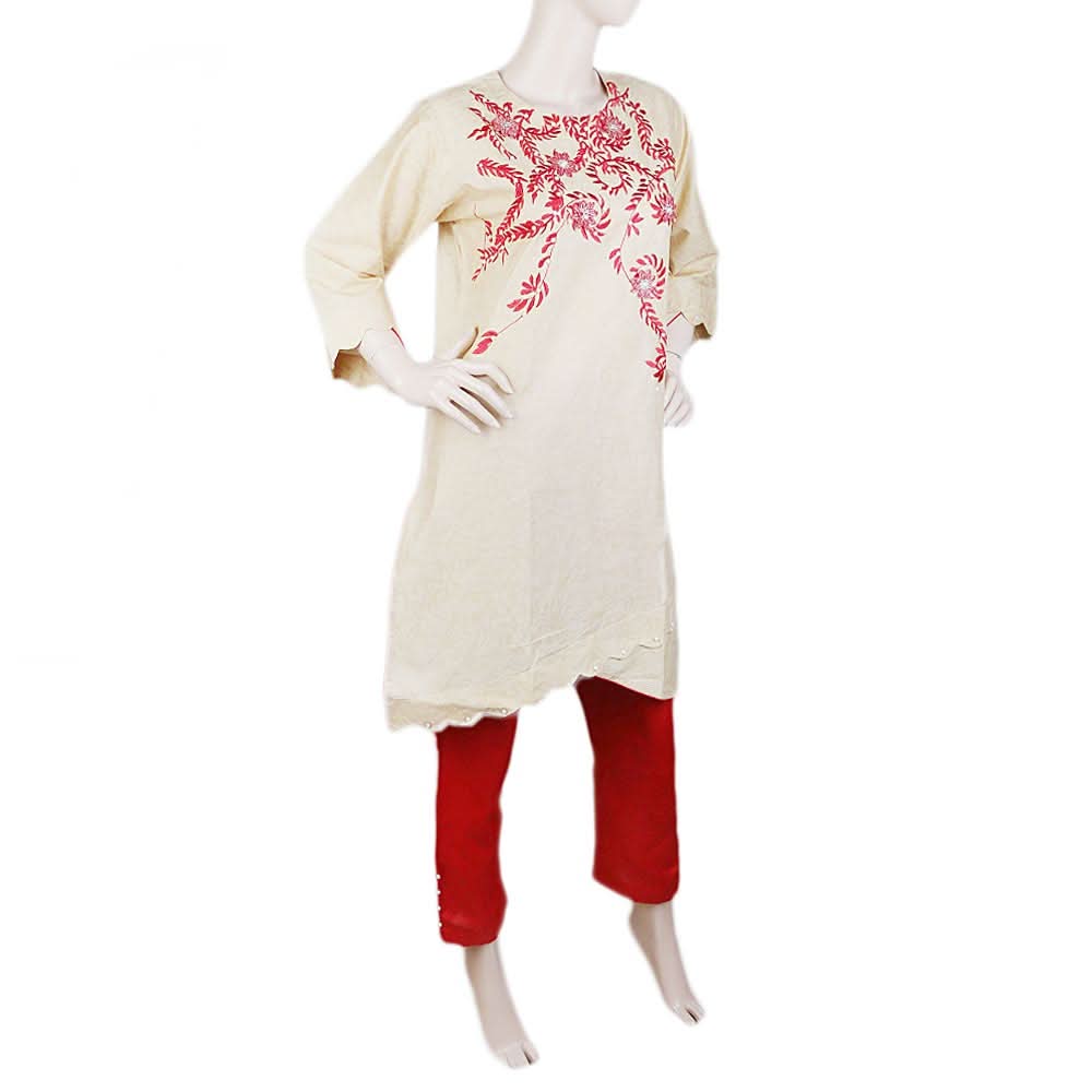 Women's Embroidered 2 Piece Suit - Beige, Women, Shalwar Suits, Chase Value, Chase Value