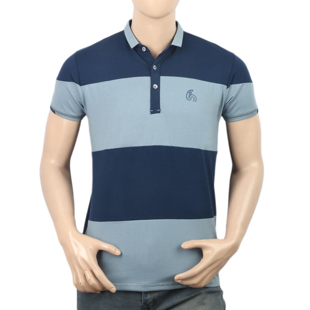 Men's Half Slevees Fancy Polo T-Shirt - Navy Blue, Men, T-Shirts And Polos, Chase Value, Chase Value