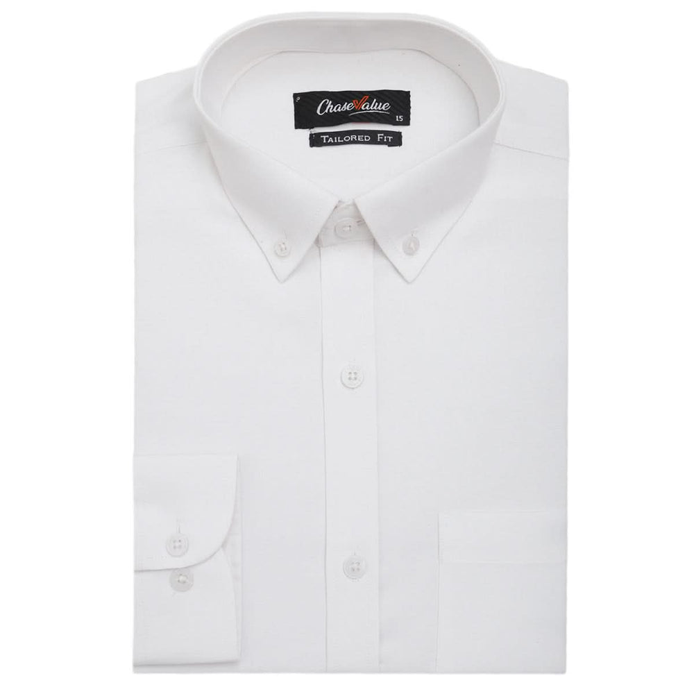 Men's Formal Full Sleeves Chambray Shirt - White, Men, T-Shirts And Polos, Chase Value, Chase Value