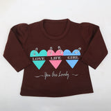 Newborn Girls Full Sleeves T-Shirt - Brown, Kids, NB Girls T-Shirts, Chase Value, Chase Value