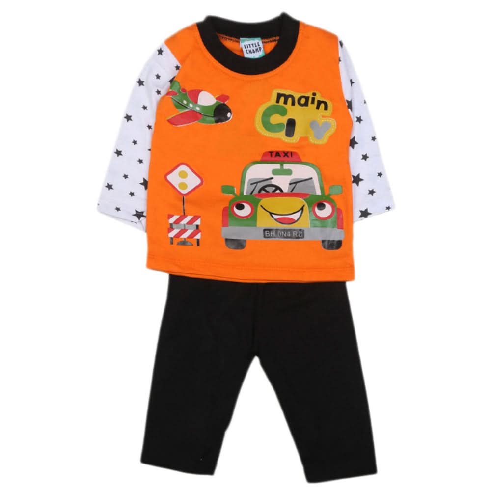 Boys Full Sleeves 2 Pcs Suit - Orange, Kids, Boys Sets And Suits, Chase Value, Chase Value