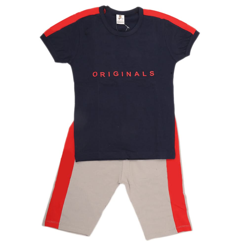 Boys Half Sleeves 2 Piece Suit - Navy Blue, Kids, Boys Sets And Suits, Chase Value, Chase Value