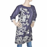Women's Front Button Embroidered Kurti - Navy Blue, Women, Ready Kurtis, Chase Value, Chase Value