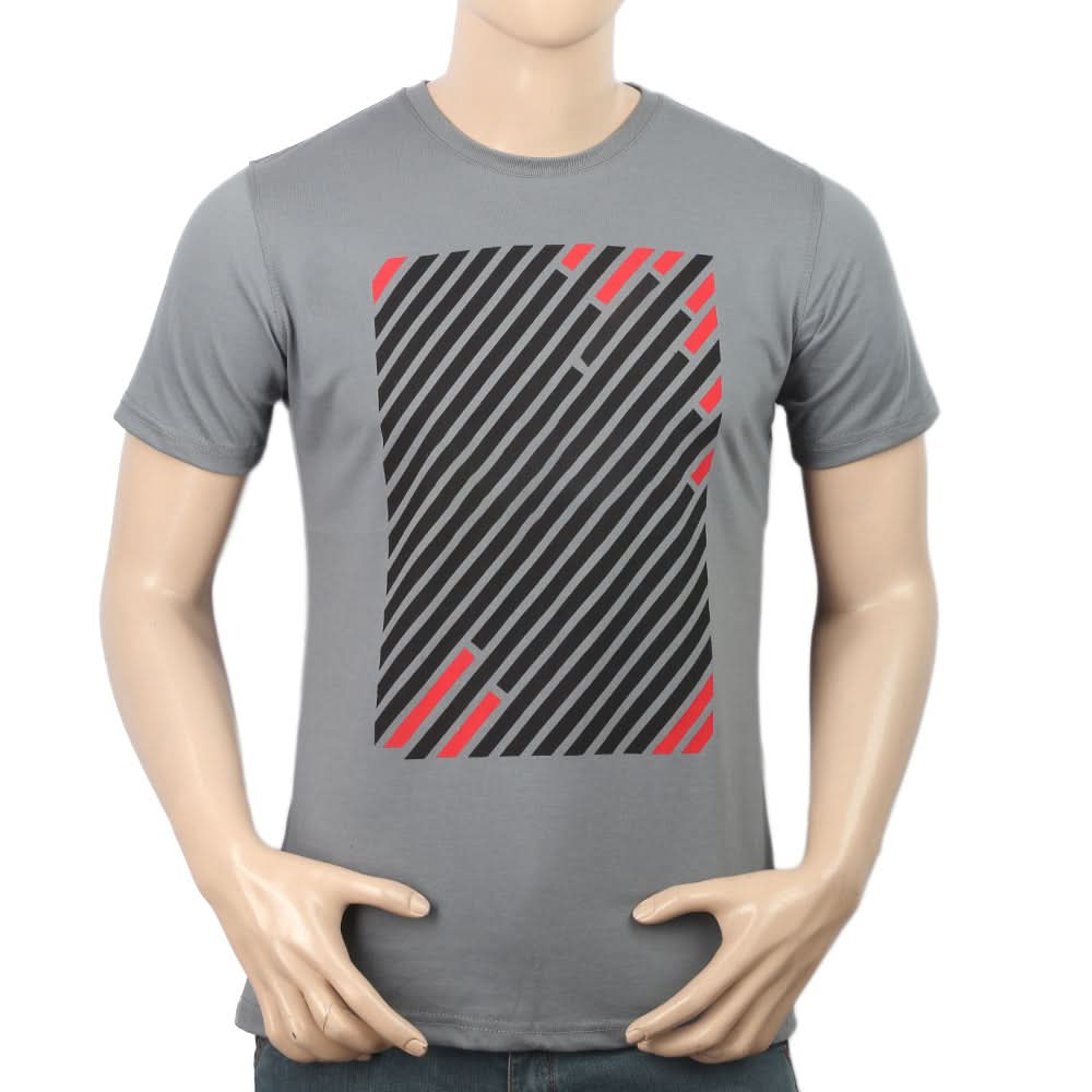 Men's Half Sleeves Printed T-Shirt - Grey, Men, T-Shirts And Polos, Chase Value, Chase Value