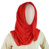 Women Net Scarf - Red, Women, Shawls And Scarves, Chase Value, Chase Value