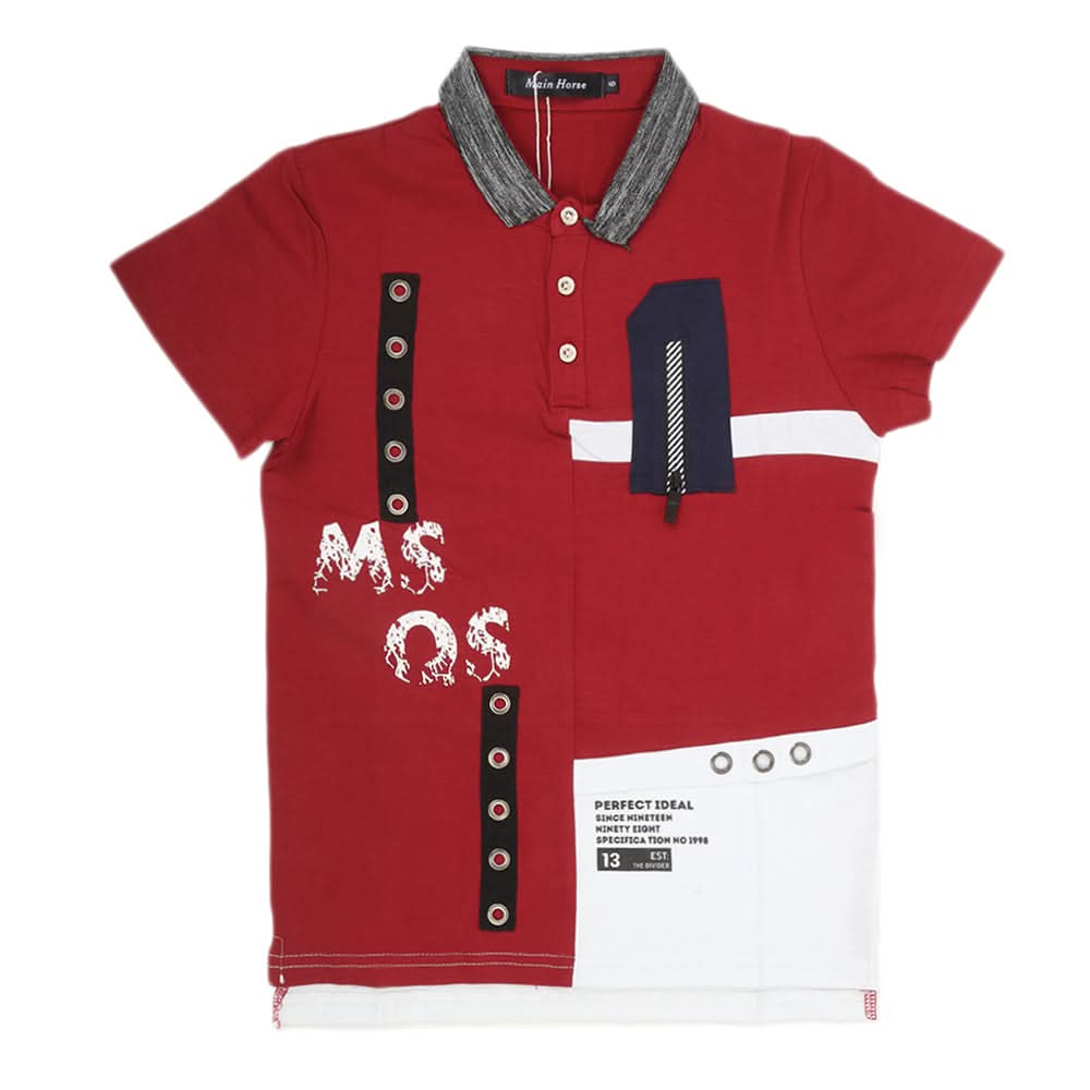 Boys Half Sleeves Round Neck T-Shirt - Maroon, Kids, Boys T-Shirts, Chase Value, Chase Value