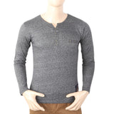 Men's Full Sleeves Y-Stud T-Shirt - Dark Grey, Men, T-Shirts And Polos, Chase Value, Chase Value
