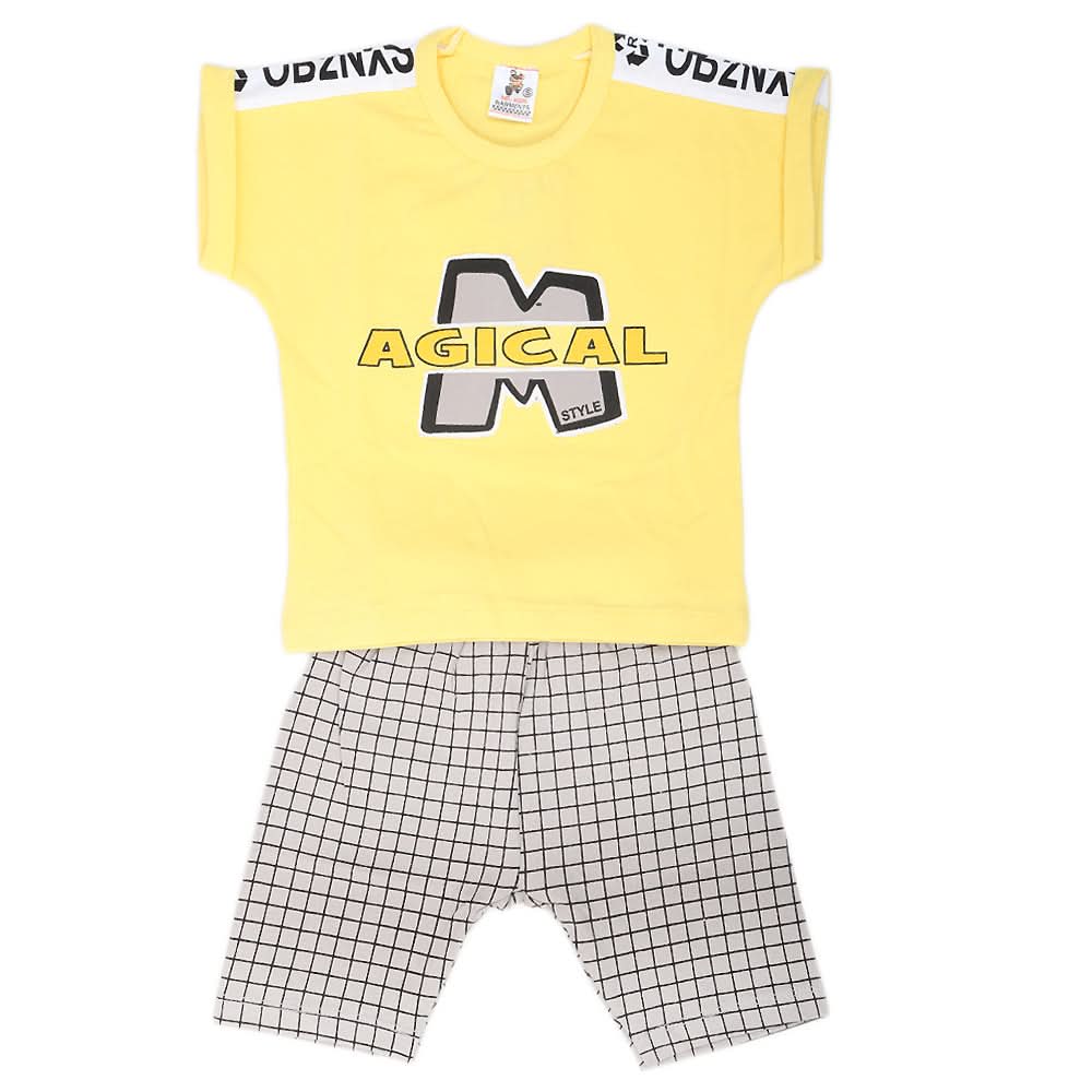 Newborn Boys Half Sleeves Suit - Yellow, Kids, NB Boys Sets And Suits, Chase Value, Chase Value