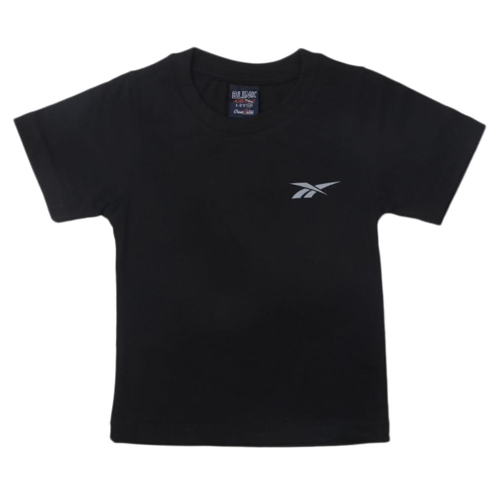 Boys Half Sleeves Logo T-Shirt - Black, Kids, Boys T-Shirts, Chase Value, Chase Value