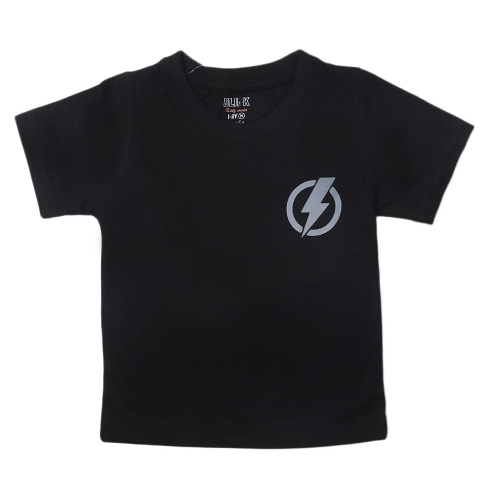 Boys Half Sleeves Logo T-Shirt - Black, Kids, Boys T-Shirts, Chase Value, Chase Value