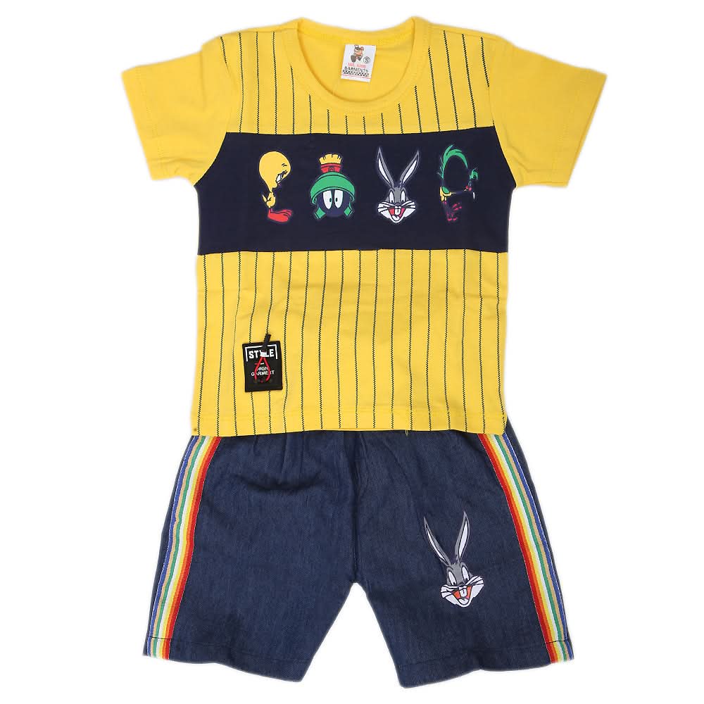 Boys Half Sleeves 2 Piece Suit - Yellow, Kids, Boys Sets And Suits, Chase Value, Chase Value