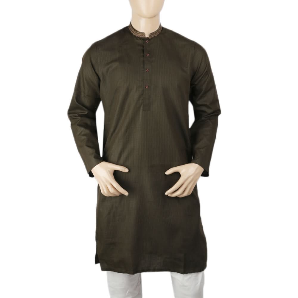 Men's Mashriq Slim Fit Kurta - Olive, Men, Kurtas, Chase Value, Chase Value
