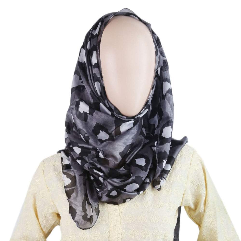 Women Printed Silk Scarf - Black, Women, Shawls And Scarves, Chase Value, Chase Value
