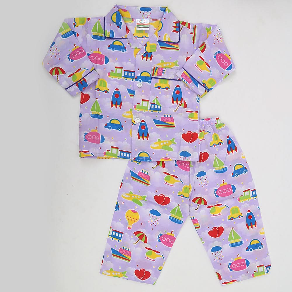 Boys Full Sleeves Night Suit - Purple, Kids, Boys Sets And Suits, Chase Value, Chase Value