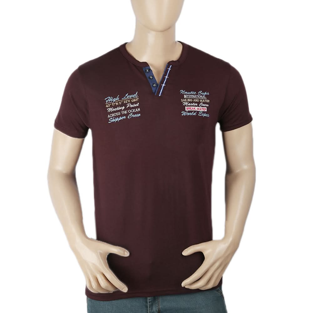 Men's Half Sleeves Round Neck T-Shirt - Dark Purple, Men, T-Shirts And Polos, Chase Value, Chase Value