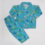 Boys Full Sleeves Night Suit - Steel Green, Kids, Boys Sets And Suits, Chase Value, Chase Value