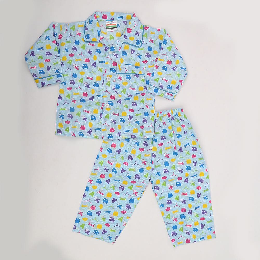 Boys Full Sleeves Night Suit - Blue, Kids, Boys Sets And Suits, Chase Value, Chase Value