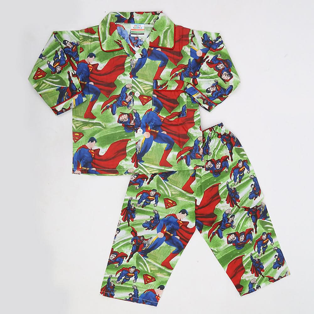 Boys Full Sleeves Night Suit - Green, Kids, Boys Sets And Suits, Chase Value, Chase Value