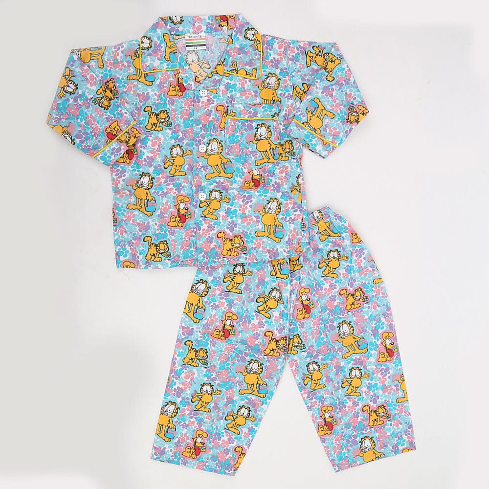 Boys Full Sleeves Night Suit - Cyan, Kids, Boys Sets And Suits, Chase Value, Chase Value