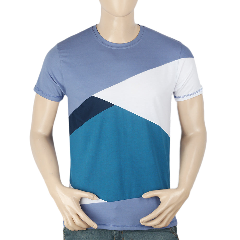 Men's Half Sleeves Round Neck T-Shirt - Blue, Men, T-Shirts And Polos, Chase Value, Chase Value